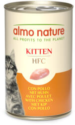 Almo Nature 18x140g Almo Nature HFC Natural Kitten csirke nedves macskatáp 12+6 ingyen