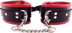 Rouge Leather Padded Ankle Cuffs Black on Red