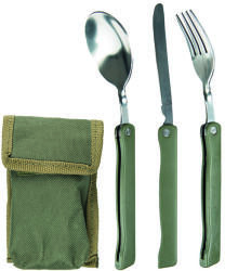 Mil-Tec Evőeszköz CAMPING összecsukható 3db tokkal olívazöld