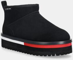 Tommy Jeans velúr hócipő TJW FLATFORM SNOW BOOT SUEDE - fekete Női 40