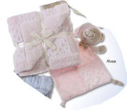 Gamberritos takaró - plüss 80x110cm plüss szundikendővel maci rózsaszín 11007 - babycenter-online