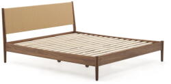 Kave Home Sötétbarna diófa franciaágy ágyráccsal 180x200 cm Elan - Kave Home