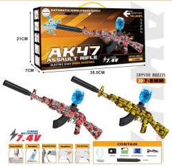 Mamido Gyermek automata AK47 pisztoly gél töltényekkel, 7, 4V akkumulátorral, piros (MT1266)