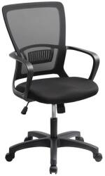 MAYAH Irodai szék, karfás, fekete szövetborítás, feszített hálós háttámla, fekete lábkereszt, MAYAH Vega , fekete (VEGA CHAIR BLACK) - kellekanyagonline