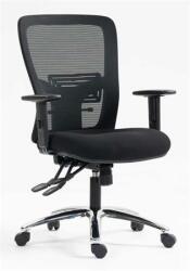 MAYAH Irodai szék, karfás, fekete szövetborítás, feszített hálós háttámla, fekete lábkereszt, MAYAH HD , fekete (HD CHAIR) - kellekanyagonline