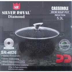 Silver Royal Diamond tapadásmentes lábas, 26 cm x 12 cm, 5, 3L, bordó márvány (SR-4026-bordó márvány)