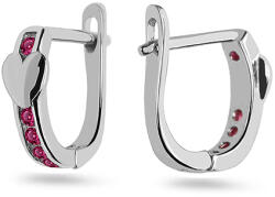 Heratis Forever Szív alakú ezüst fülbevaló piros cirkóniákkal IS4071