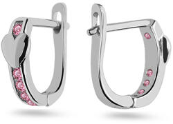 Heratis Forever Szív alakú ezüst fülbevaló rózsaszín cirkóniákkal IS4071R