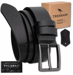 Tressari Férfi öv, 100% bőr, 115cm, Nickel Free csat, fekete (Klasyczny męski pasek 115 cm jeansów TRESSARI)