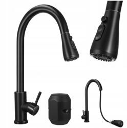  Álló konyhai csaptelep, fekete, kihúzható kifolyócsővel, flexibilis (15688689)