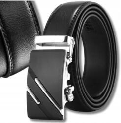 EdiBazzar Férfi Öv, fekete, öko bőr, automata csat, 132cm hosszú (Męski Pasek Automatyczny Elegancki skórzany)