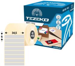 Tezeko 34.5 mm * 6 mm, öntapadós műanyag etikett címke (3500 címke/tekercs) (M0345000600-001)