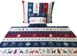  Karácsonyi pamut 3 részes ágynemű huzat - 140x200 cm / piros - kék norvég mintás