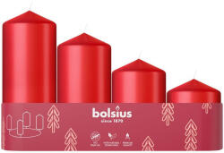 Bolsius oszlop alakú adventi gyertyák, karácsonyi, piros, 60/80/100/120x48 mm, 4 db-os csomag (STP012173772)