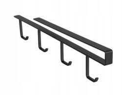 WENKO Pohártartó, 4 fekete akasztóval, Wenko, fém, 1.5×7×33cm (53255100)