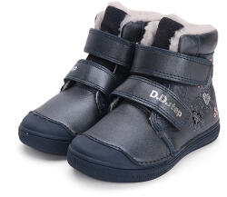 D. D. STEP Ghete îmblănite fete, cu velcro, albastru metalizat, 32/36 albastru (1421ED)