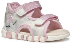 GEOX Sandale fete, cu velcro, argintiu/roz, varf deschis, 18/26 argintiu/roz (14581F)