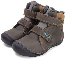 Ponte20 Ghete îmblănite băieți, talpa supinată, piele, velcro, 24/33 Maro (1420E1)