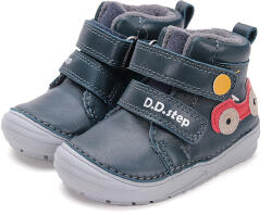 D. D. STEP Ghete sport băieți, cu velcro, albastru cu masinute, 20/25 albastru închis (148AEC)