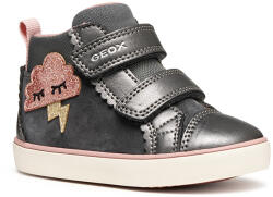 GEOX pantofi pentru fete cu căptușeală cu model și velcro gri închis (149DAE)