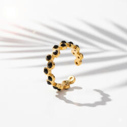 KÁRPÁTHY ékszer Midnight Dots aranyozott gyűrű, fekete