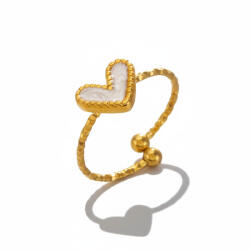 KÁRPÁTHY ékszer Aranyozott heart gyűrű - fehér