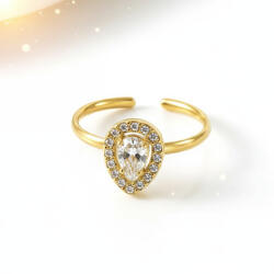 KÁRPÁTHY ékszer QUEEN csepp gyűrű - hókristály, aranyozott