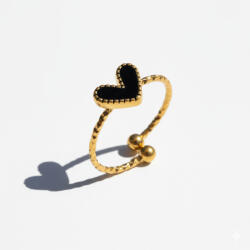 KÁRPÁTHY ékszer Aranyozott heart gyűrű - fekete