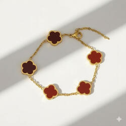 KÁRPÁTHY ékszer Clover karkötő - piros, aranyozott