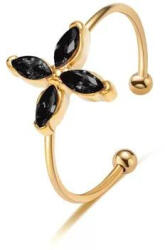 KÁRPÁTHY ékszer Small flower gyűrű - fekete, aranyozott