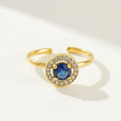 KÁRPÁTHY ékszer QUEEN kerek gyűrű - kék, aranyozott