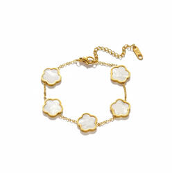 KÁRPÁTHY ékszer Clover karkötő - fehér, aranyozott