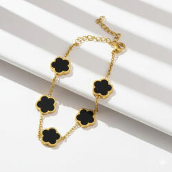 KÁRPÁTHY ékszer Clover karkötő - fekete, aranyozott