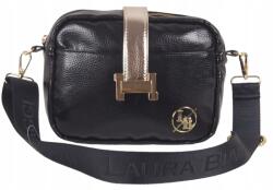 Laura Biaggi kézitáska, ökológiai bőr, fekete, 22×17×7cm (A473)