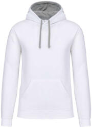 Kariban Férfi pulóver kontrasztos bélésű kapucnival, Kariban KA446, White/Fine Grey-XS (ka446wh-fg-xs)
