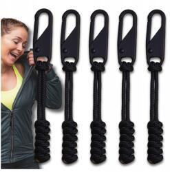 EdiBazzar 5 db-os fekete fém cipzáras medál szett, fonott anyag, cipzár javító (Zestaw czarnych 5 sztuk zawieszek sznurek)