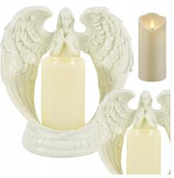 Real Garden Angyal gyertyatartó, LED, gipsz, 21cm, karácsonyi dekoráció (RC-K-1831)