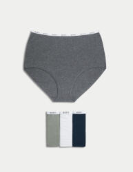 Marks & Spencer Бикини с висока талия с висок дял памук, 4 бр. Marks & Spencer сив Marks & Spencer | Siv | ЖЕНИ | 12