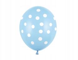 Party Deco Lufik, 30cm, pöttyös, Pastel Baby Blue, 50 db