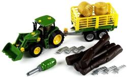 Klein Toys Tractor John Deere cu carucior de lemn si fan - 3906 (3906)