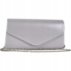  Borítéktáska, estélyi, fehér, mágneses záródás, ezüst díszítés (ZM071)