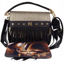 Massimo Connti Massimo Contti kézitáska postás táska cserélhető fedél fekete arany (050 czarna)