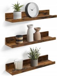 SONGMICS Lebegő Fali Polcok 3 Db Ipari Stílus Rusztikus Loft 38 x 10 cm (LWS037X01) - allegro - 9 965 Ft