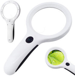 Verk Group Lupă de citit manuală cu mărire 4x, 8 LED-uri și detector UV (09064)