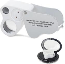Verk Group Lupă de bijutier portabilă cu iluminare LED, 30x și 60x, în cutie elegantă (09110)