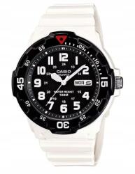 Casio MRW-200HC-7BVDF férfi karóra, 10 Bar, kvarc, fekete tok, fehér szíj (MRW-200HC-7B)