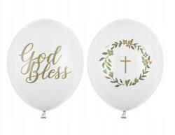Party Deco Lufik, 30cm, God Bless, pasztell fehér, 50db