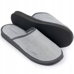 IRE SHOES IRESHOES Férfi nubuk bőr papucs, Size 41-46, szürke, puha, csúszásgátló EVA talp (KOMLG25-231)