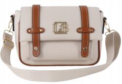 Laura Biaggi postás táska, bőr, bézs, állítható pánt (JS 302)