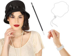 Congee Retro szett, kalap, nyaklánc, szivar, 20-as évek (ZEST-RETRO7)